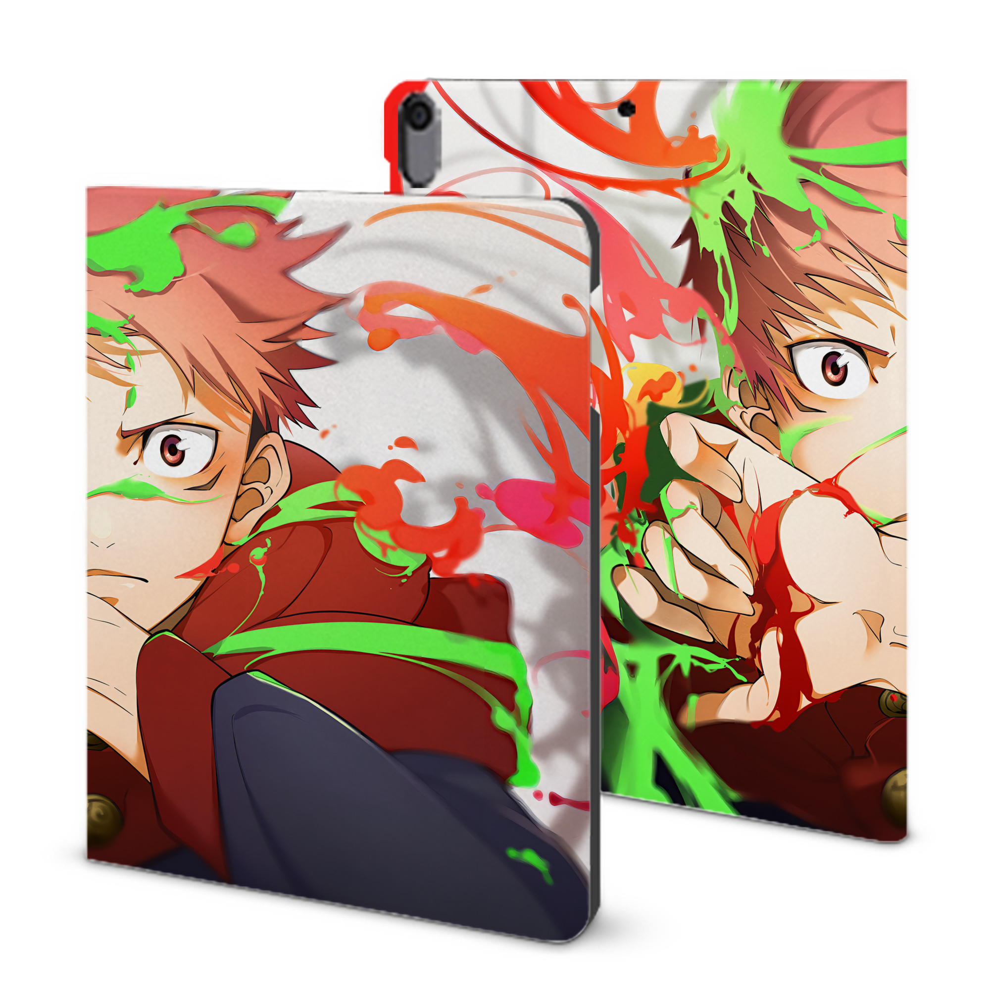 （画像用） 呪術廻戦 Jujutsu Kaisen IPad ケース ブック型 PUレザー TPU 耐衝撃 軽量 薄型 ペン収納なし 全面保護 IPad 各モデル対応